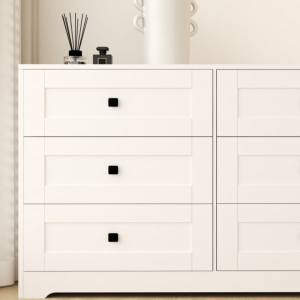 English Elm Chest Of Drawers - 6-Drawer Ancient White Farmhouse Storage Solution For Stylish Clutter Control W2139P241086