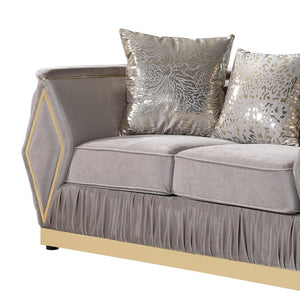 English Elm Cavalli Glam Loveseat with Diamond Upholstery Panels and Gold Trim Accent Legs Taupe+Gold B009P417492