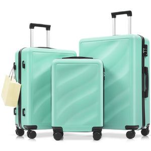English Elm Luggage Set Three Piece Hard Shell Abs Suitcases with Spinner Wheels Tsa Lock Travel Green N730P304620F