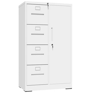 English Elm Metal Four Drawer Filing Cabinet with Lock Steel Storage for Home Office Bedroom White W2735P457275
