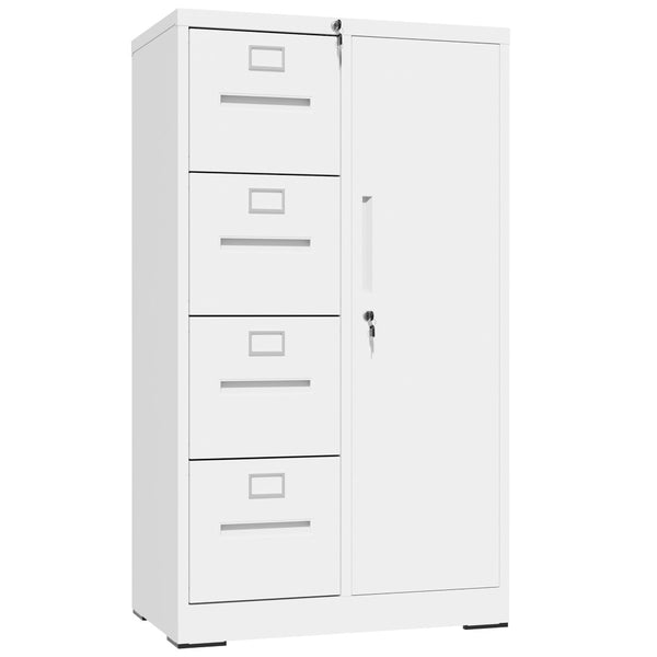 English Elm Metal Four Drawer Filing Cabinet with Lock Steel Storage for Home Office Bedroom White W2735P457275