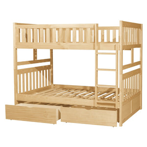 English Elm Bunk Bed Twin Over Full Solid Pine Frame with Guard Rails for Youth Bedroom B011S02417