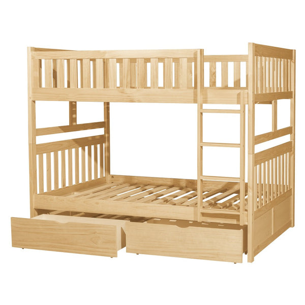 English Elm Bunk Bed Twin Over Full Solid Pine Frame with Guard Rails for Youth Bedroom B011S02417