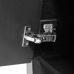 English Elm U-Style Ash Veneer Four-Door Storage Cabinet with Curved Legs, 220lb Top Capacity for Hallways Black N711P241277B