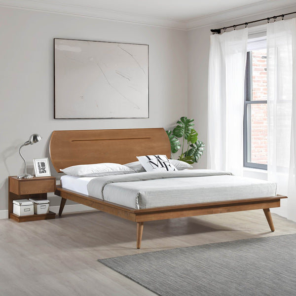 English Elm Country Queen Platform Bed with Oval Headboard — Rustic Wooden Frame, Sturdy Slat Support, Classic Charm Brown 64 L x 23 W x 3 H B011S01360