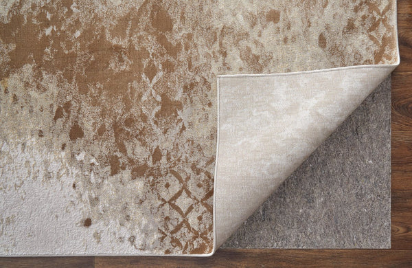 Feizy Rugs Waldor Modern Abstract Distressed Rug - Elegant High-low Pile Design In Gold, Ivory, And Gray Hues Brown,Tan,Ivory Polypropylene,Polyester 73539ncfivygldh13