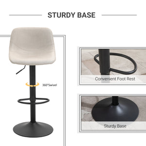 English Elm Homcom Adjustable Bar Stools Set Of 2 – Stylish Swivel Cream White Chairs For Kitchen & Home Bar W2225P217135