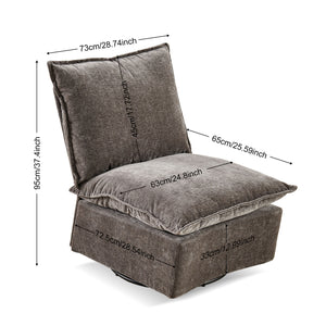 English Elm Detachable Chenille Swivel Rocking Chair with Ergonomic Curved Back, Metal Legs, Plush Comfort Dark Gray W1164P190848