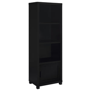 English Elm Sandlin Black 3-Shelf Media Tower with Cabinet — Tall 70.75" Engineered Wood Storage for Living Room Decor and Books B062P299923