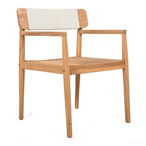 English Elm Christopher Knight Home® - CREATIVE Braided Acacia Wood Outdoor Dining Chairs with Armrests, Weather-Resistant Rope, Durable Seating Teak,White N770P269704W