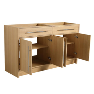 English Elm 60" Freestanding Bathroom Vanity 4-Soft Close Doors Original Oak Plywood KD-Pack Ready DIY Cabinet W1972P348988