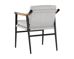 Sunpan Meadow Dining Armchair - Timeless Vault Fog Design With Sturdy Oak & Easy-clean Performance Fabric Grey Fabric 110599