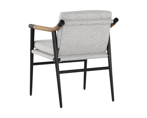 Sunpan Meadow Dining Armchair - Timeless Vault Fog Design With Sturdy Oak & Easy-clean Performance Fabric Grey Fabric 110599