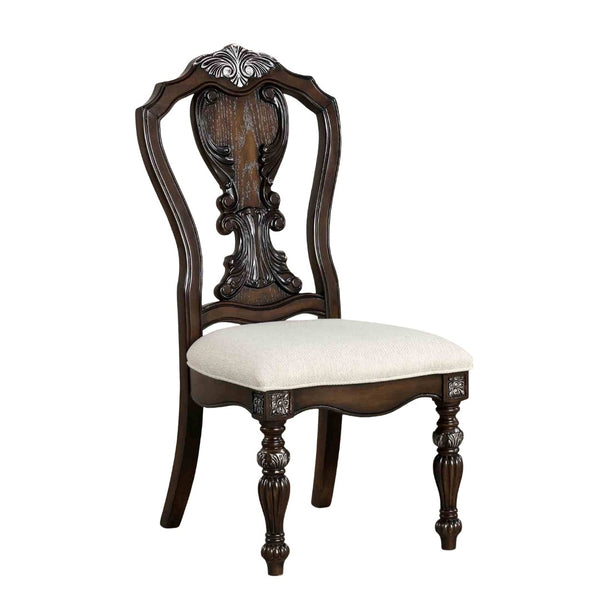 English Elm Traditional Elegant 2pc Arm Chair Set with Upholstered Seats, Ornate Corbels, Solid Rubberwood Finish Dark Brown 23 L x 47 W x 16 H B2741P406262