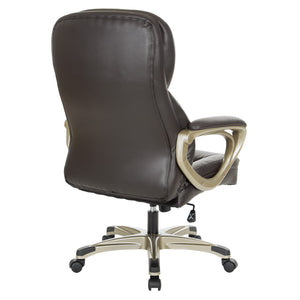 OSP Home Furnishings Exec Bonded Leather Office Chair with Lumbar Support Padded Arms and Ergonomic Tilt Espresso ECH67701-EC1
