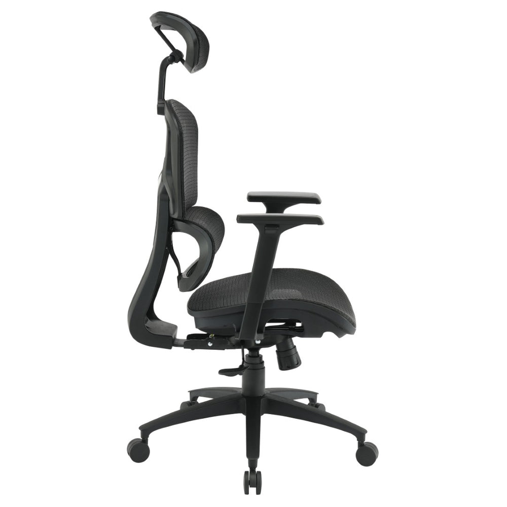 OSP Home Furnishings Mesh Back Ergonomic Manager Chair with Lumbar Support Headrest and Adjustable Armrests EMM98958HR-3