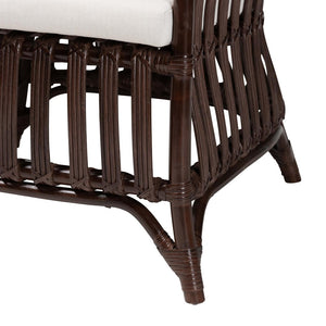 English Elm Bohemian Natural Rattan Accent Chair with Openwork Frame and Foam Cushion Seat B2750P420414