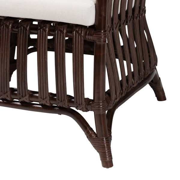 English Elm Bohemian Natural Rattan Accent Chair with Openwork Frame and Foam Cushion Seat B2750P420414
