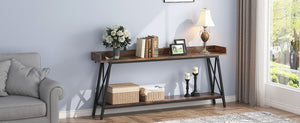 English Elm 70.87 Rustic Industrial Console Table 70.87in Long Sofa Table Behind Couch Narrow Hallway Bar Table W636P168048
