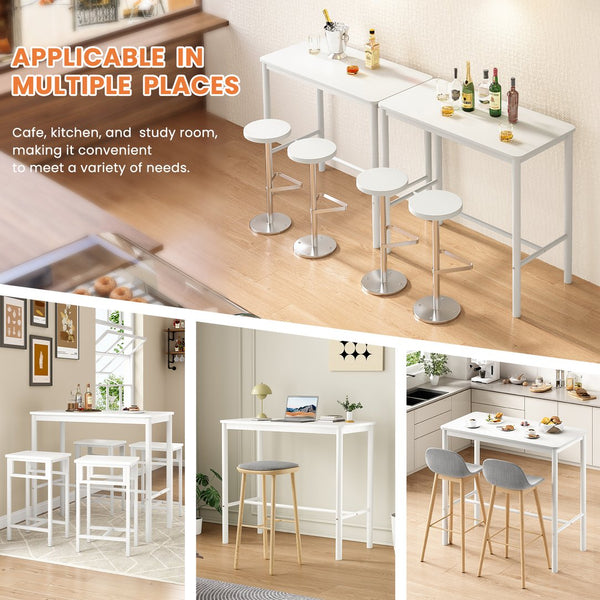 English Elm 47-Inch Counter Height Bar Table - Modern Rectangular Design With Metal Legs For Stylish Dining Spaces T3623P381052