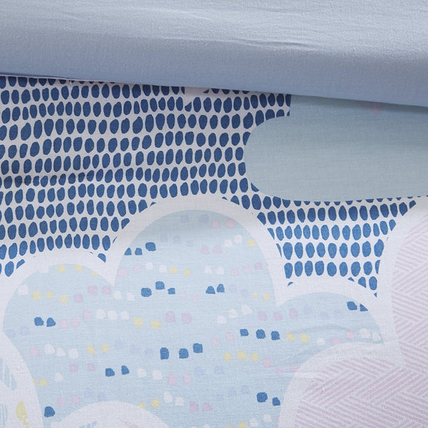 JLA Home Urban Habitat Kids - Cotton Cloud-Print Duvet Cover Set for Kids — 100% Pre-Shrunk Hypoallergenic, OEKO-TEX Certified Blue UHK12-0034