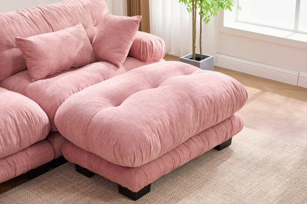 English Elm United We Win Plush U-Shaped Cloud Couch Set With 2 Ottomans & Bolster Pillows For Cozy Living Room W1568S00198-GIGA