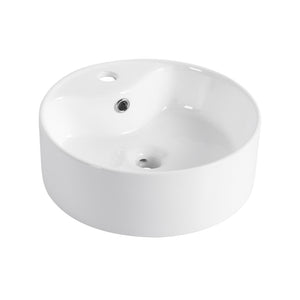 English Elm Ceramic Above-Counter Bathroom Sink Basin - Elegant Glossy White Design For Modern Spaces W999P363287