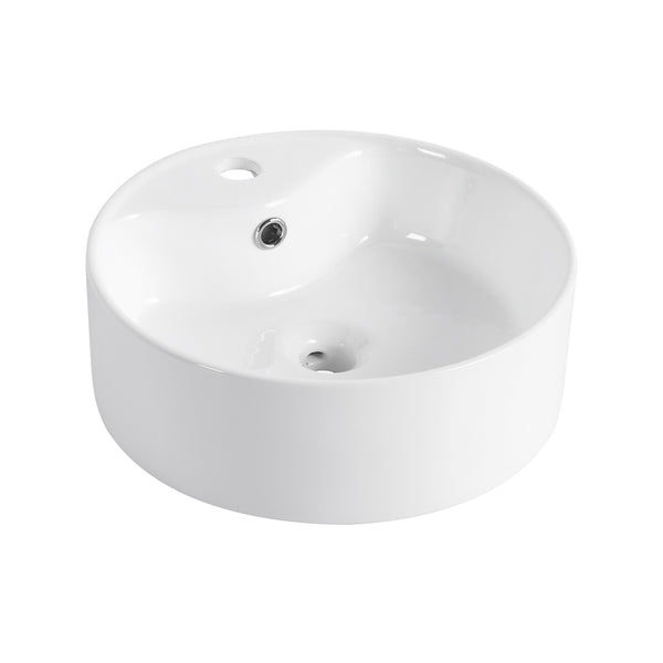English Elm Ceramic Above-Counter Bathroom Sink Basin - Elegant Glossy White Design For Modern Spaces W999P363287