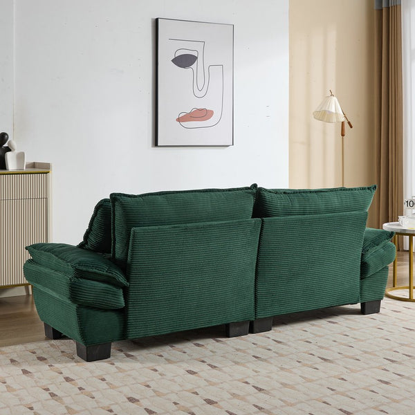 English Elm Corduroy Modern Sofa Sleeper Loveseat with Double-Layer Cushions, Two Pillows, Sturdy Frame 84" Green W676P227343