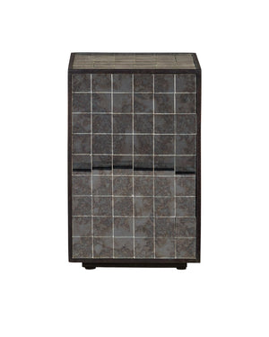 Currey & Company Mosaico Accent Table - Handcrafted Antique Mirror Tiles In Black Mango Wood Frame, Stylish Design Silver Mango Wood ,Glass 3000-0328-currey-company