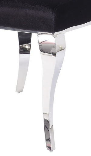 English Elm Fabiola Velvet Black Fabric Dining Side Chair Set of 2 – Stainless Steel Frame, Padded High-Back Comfort B2726P338119