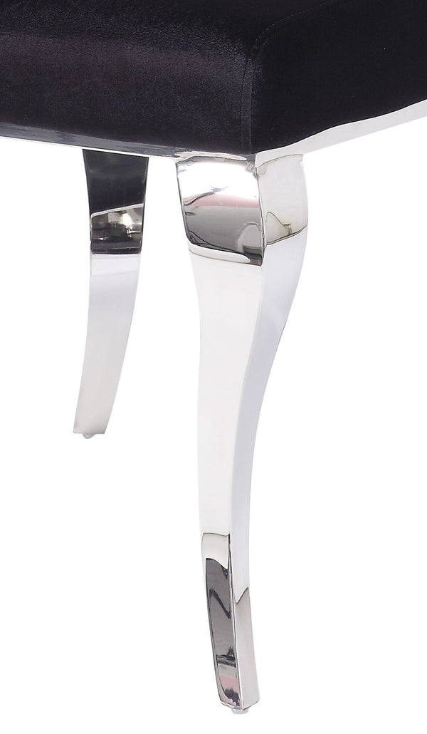 English Elm Fabiola Velvet Black Fabric Dining Side Chair Set of 2 – Stainless Steel Frame, Padded High-Back Comfort B2726P338119