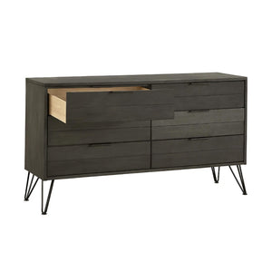 English Elm Contemporary Solid Wood Six Drawer Dresser with Hairpin Legs for Bedroom Storage B056P417104