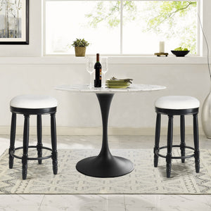 English Elm AGODY 26" Counter Height Swivel Bar Stools Set of 2 with Upholstered Seats and Sturdy Rubberwood Frame Black W2170P208076