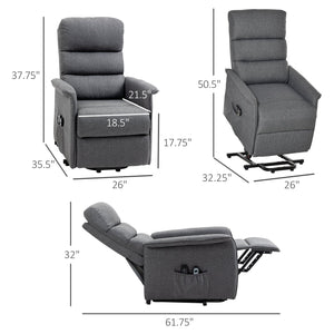 English Elm HOMCOM Electric Lift Recliner Chair with Remote Control, Supportive Foam & Pocket Storage for Seniors Grey W2225P217935