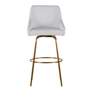 English Elm 30" Swivel Barstools Set of 2 Gold Frame White Faux Leather Kitchen Island Seating B202S01918