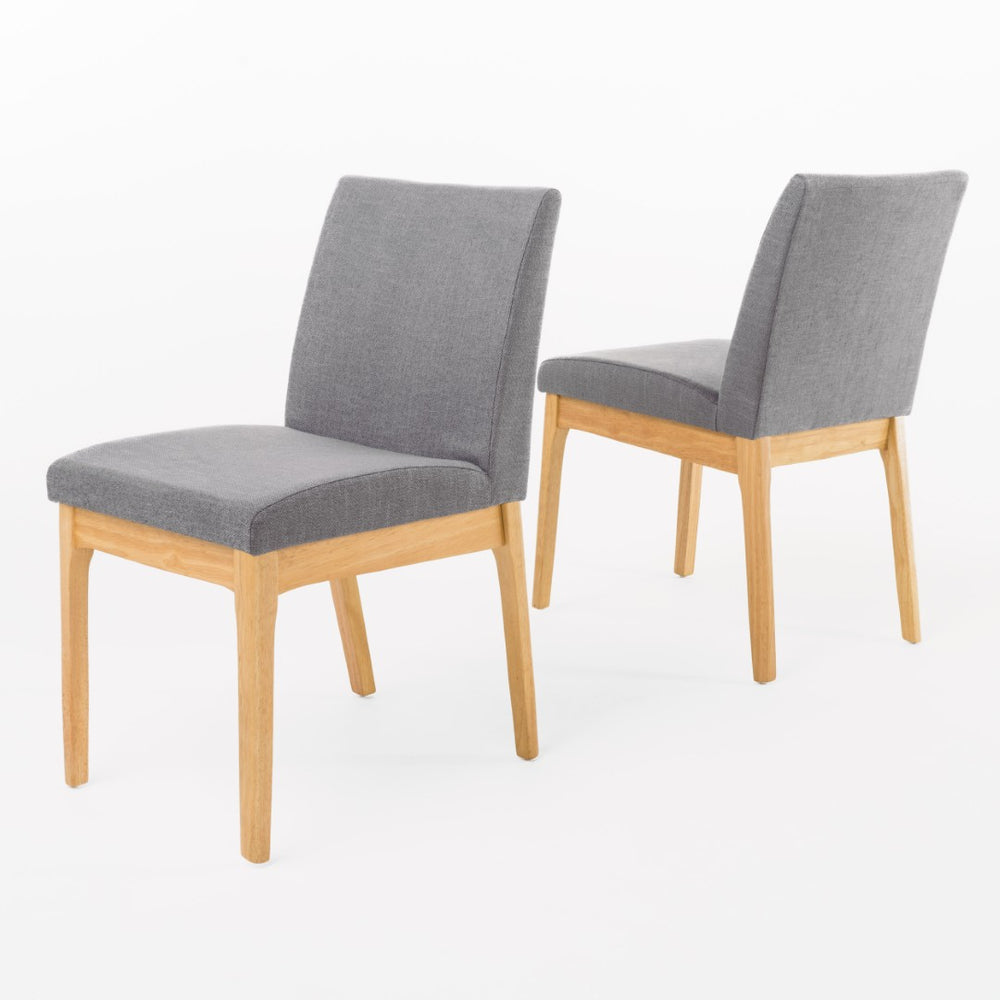 English Elm Dining Chair Set of Two Armless Upholstered Seats with Rubberwood Legs Modern Style Dark Grey 58924.00OAK