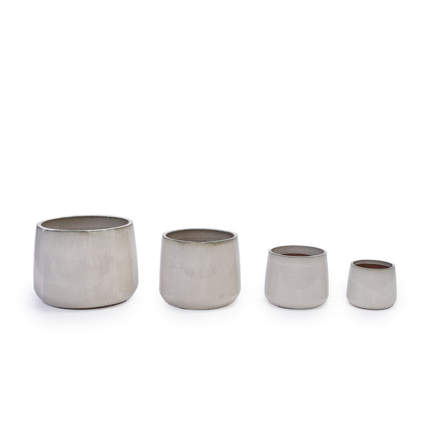 English Elm 4 Pieces Ceramic Flowerpot Set with Hand-Glazed Finish, Precision Molded Planters for Patio Decor Ameican White Oak W3273P321578