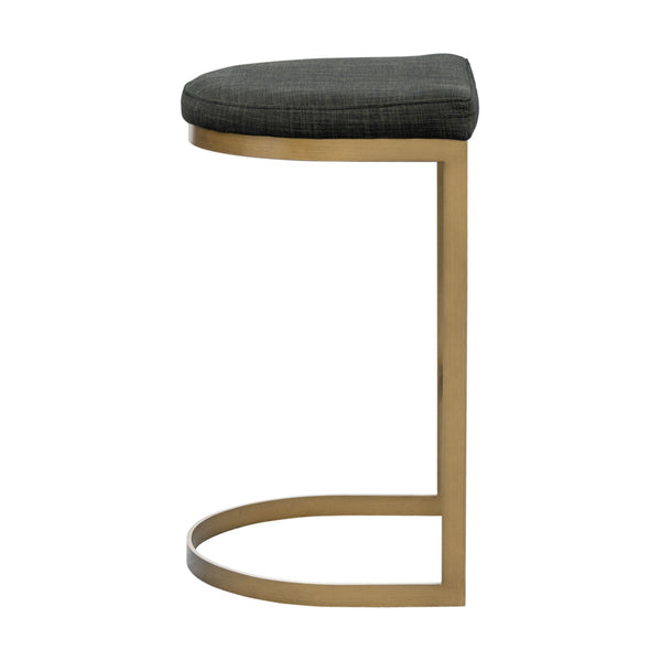 JLA Home Madison Park - Counter charcoal backless Stool with antique gold base, fully assembled, modern high-contrast seating MP104-1079