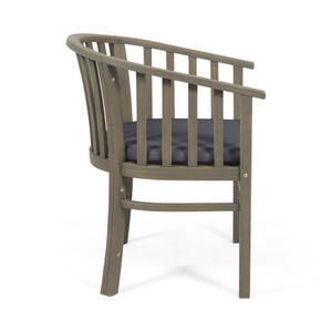 English Elm Christopher Knight Home® - Outdoor Wooden Dining Chairs Set of 2 with Water-Resistant Cream Cushions, Handcrafted Acacia Frames, Durable Outdoor Style Grey 65491.00GRY