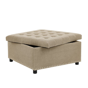 English Elm Storage Ottoman Tufted Nailhead Trim Lift Top Footstool for Living Room or Bedroom Camel W5568P447106