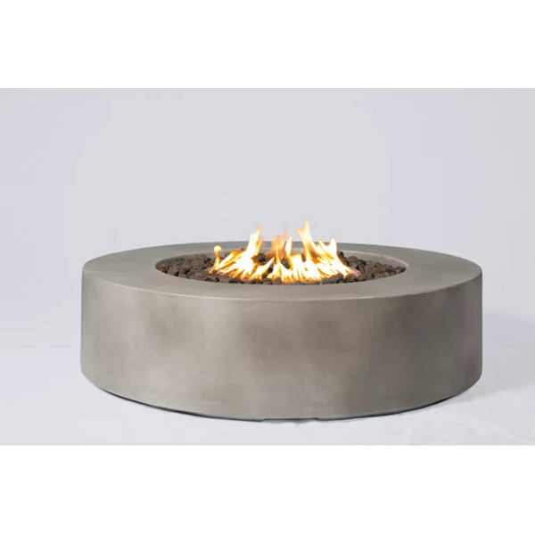 English Elm 12" Round Concrete Outdoor Fire Pit Table with Push Button Ignition Patio Ready B120P203734