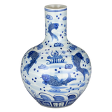 South Sea Blue & White Long Neck Vase