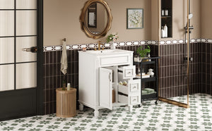 English Elm 24" Bathroom Vanity With Elegant Ceramic Sink, Stylish Storage, And Timeless French Design For Small Spaces N710P318989K