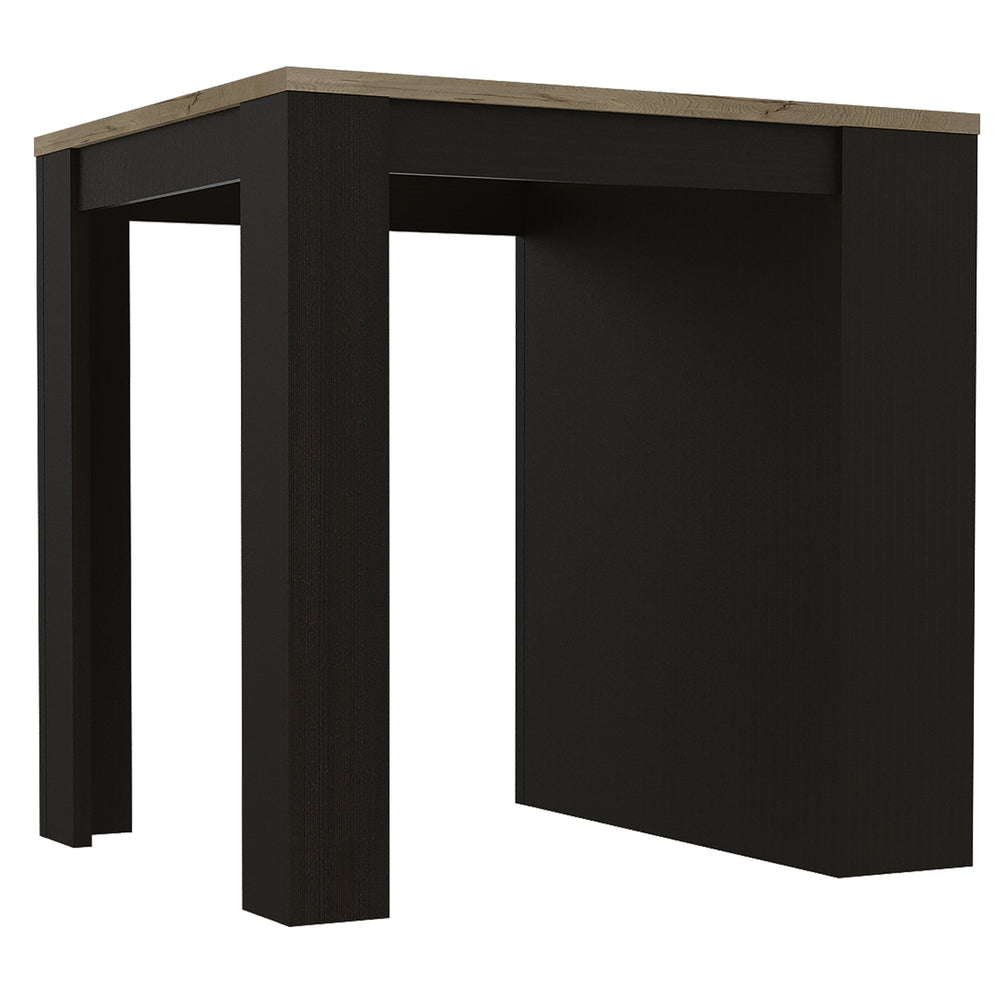English Elm Kitchen Island Table With Two Legs And Three Stylish Side Shelves For Modern Storage Solutions B097S00132