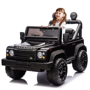 English Elm Licensed Land Rover Defender Ride on Car 24v Dual Motor with Parental Remote Black W1578P339065