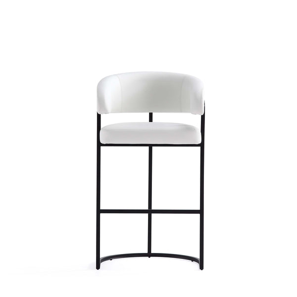 English Elm Augusta Modern Leatherette Barstool with Geometric Metal Base, High-Density Foam, Commercial Grade durability White B365P398076