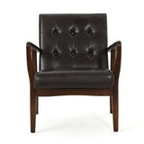 Christopher Knight Home® - Noble House - Marcola Mid Century Modern Faux Leather Club Chair with Wood Frame