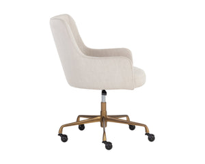 Sunpan Franklin Office Chair - Rustic Mid-Century Modern Design with Bronze Base for Stylish Workspaces Beige Linen