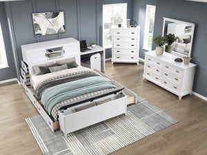 English Elm Gray Lacquer Five Drawer Vertical Dresser with Nickel Pulls for Modern Bedroom Storage White B011P463884